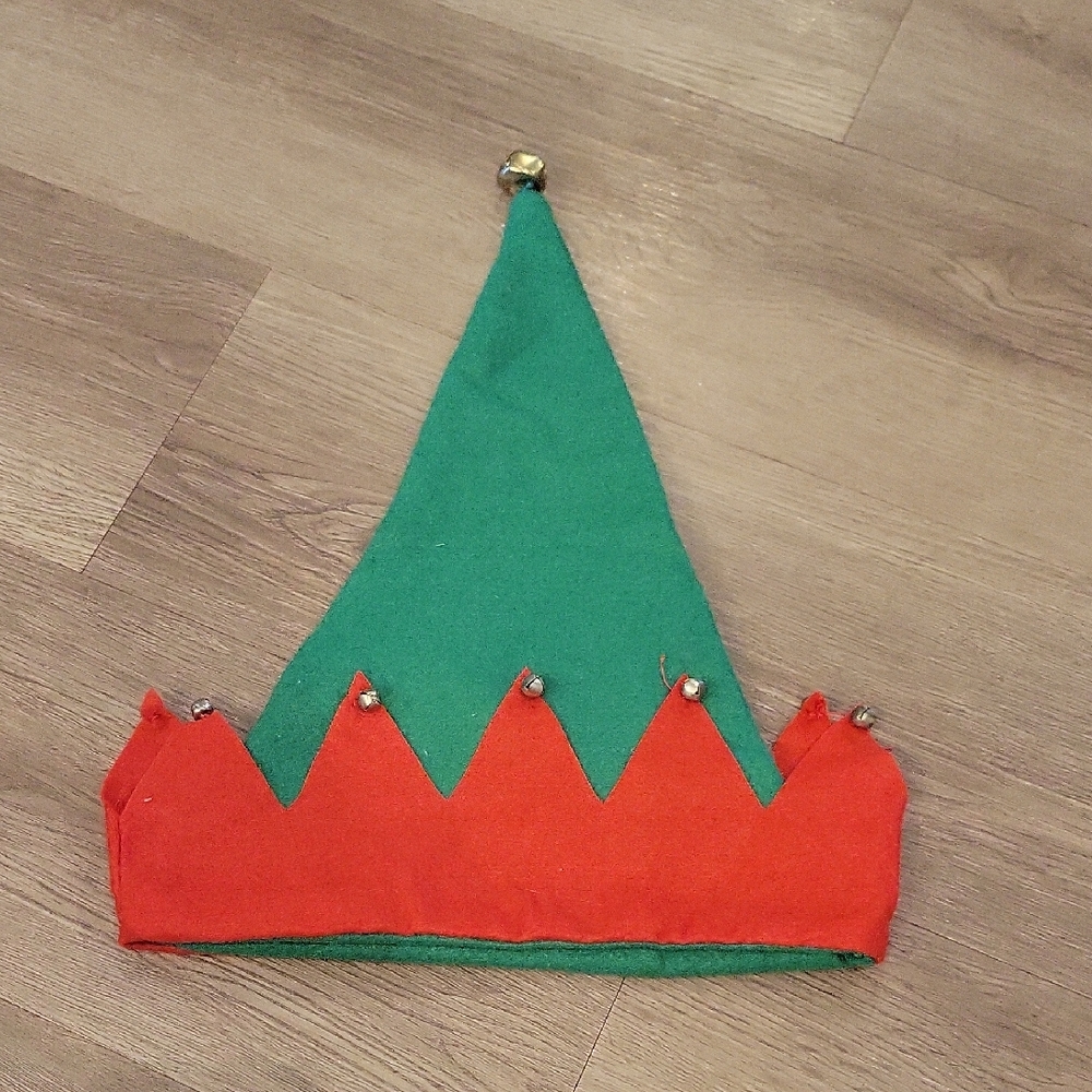 Festive Green and Red Elf Hat